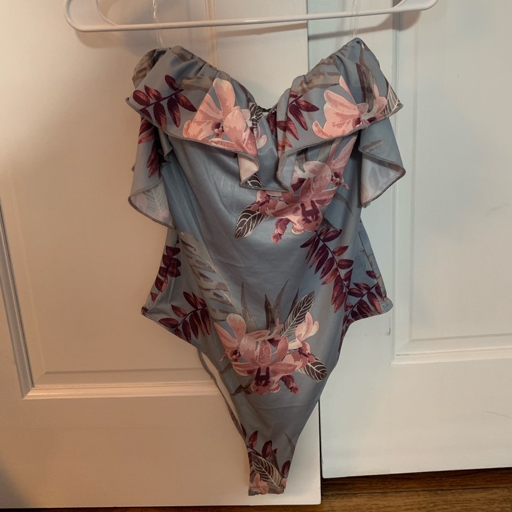 Charlotte Russe Floral Off the Shoulder Bodysuit
